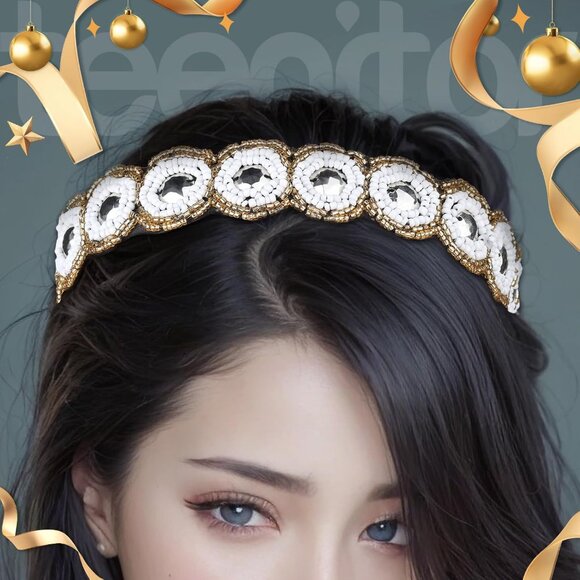 5pcs Hairbands for Women, 5 Rhinestone Beaded Headbands, Head Bands for Women's - Picture 2 of 8